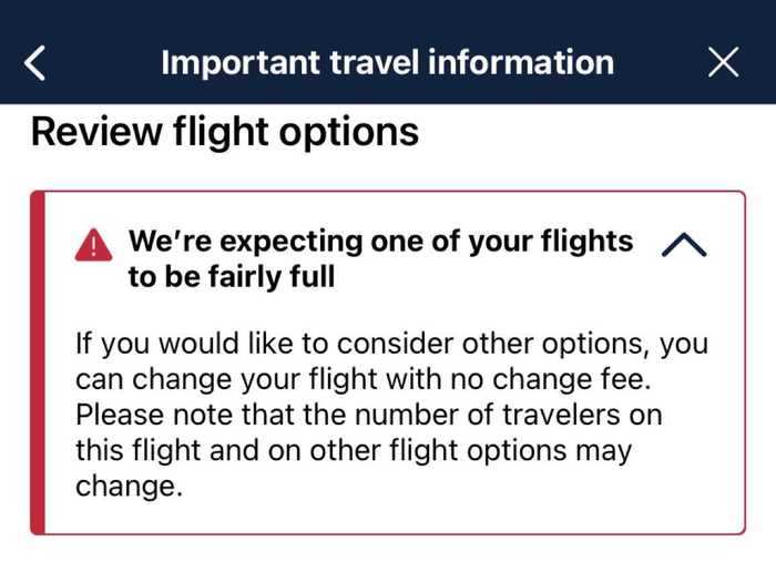 United informed me that the flight was filling up at check-in and I was offered the option to change to a different flight for free. It