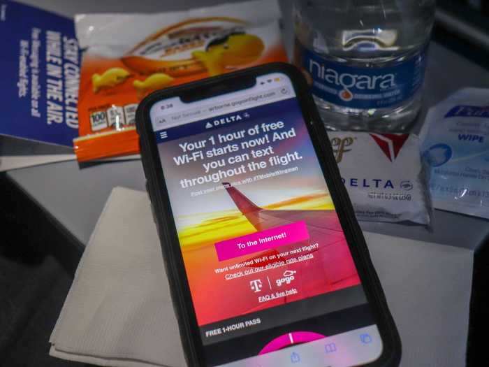 In-flight WiFi is also offered for a price. T-Mobile customers, however, get a free hour.