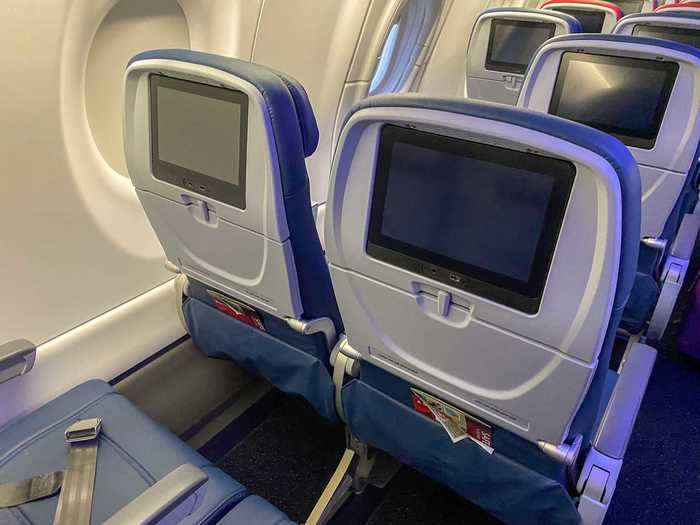 Regular main cabin seats feature between 30 and 32 inches of pitch, depending on the seat