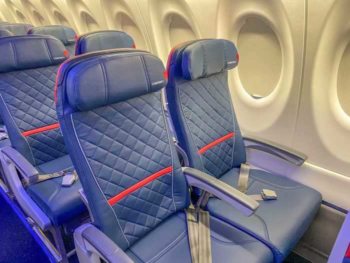 A Delta Comfort+ seat on the A220-300 offers 34 inches of pitch and 18.1 inches of width in most seats.