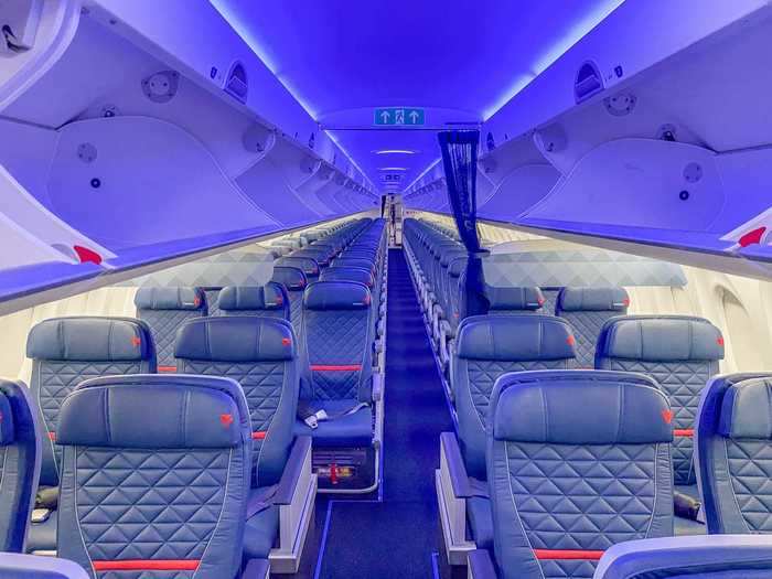 The aircraft features 130 seats in a two-class configuration consisting of first class and economy class.