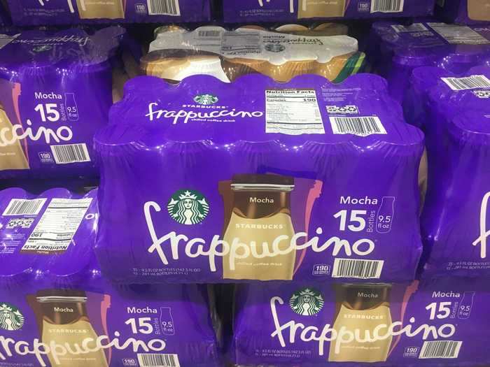 This package of Starbucks mocha frappuccino comes to $1.27 per bottle.