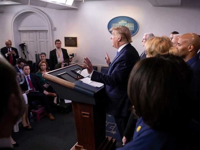 At a March 15 press briefing held indoors without masks, Trump said the US had "tremendous control" of the virus.