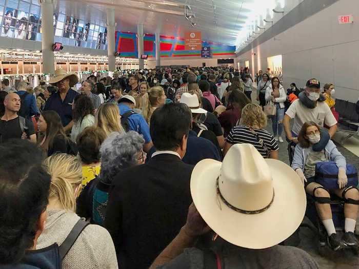 Americans returning from abroad flooded US airports after Trump banned most travel from Europe on March 11.