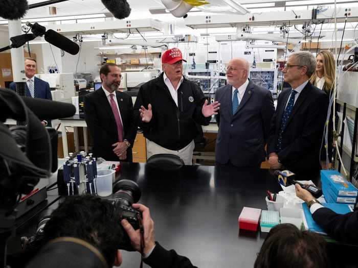 President Donald Trump toured the CDC in person on March 6. "It came out of nowhere," he said of the coronavirus at a a press conference that day. "We