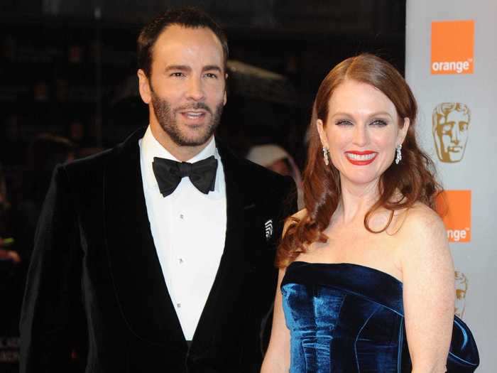 Designer Tom Ford and actress Julianne Moore were all smiles at the 2011 BAFTAs.