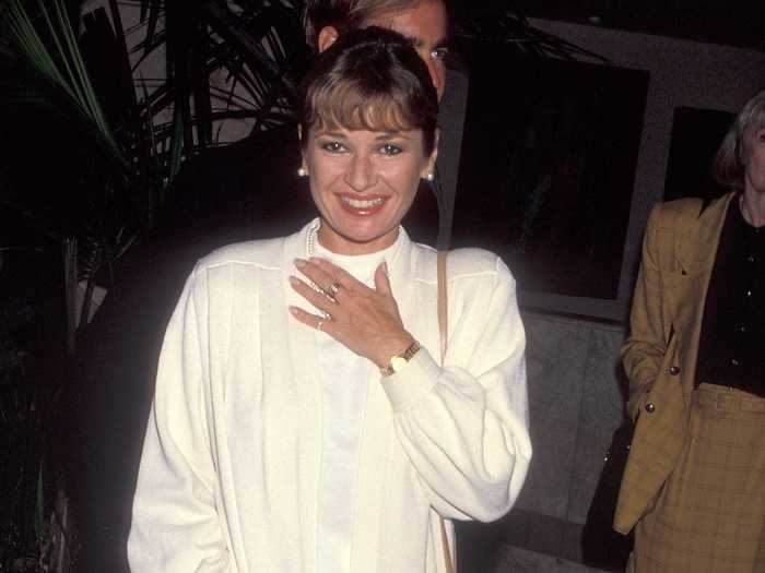 Stephanie Beacham dressed in all white for the 1992 BAFTAs.