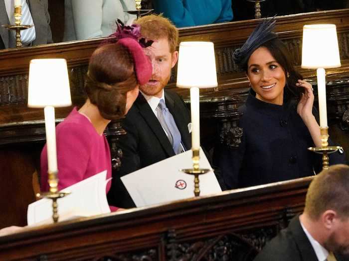 October 12, 2018: The royal bunch sat together at Princess Eugenie