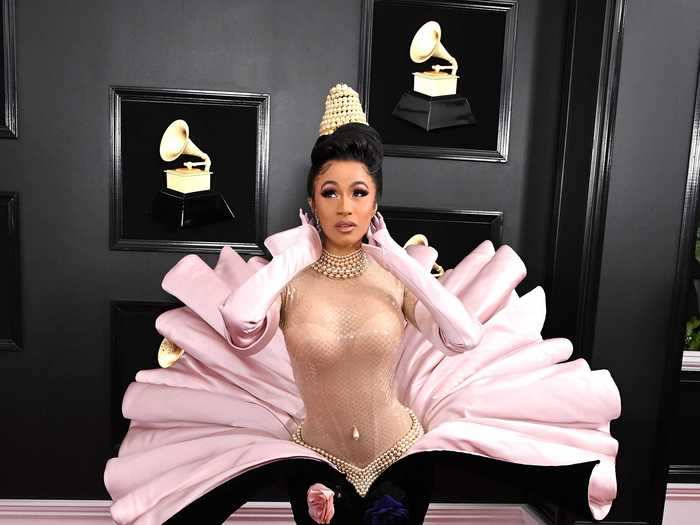 Cardi B looked like the pearl inside an oyster on the 2019 red carpet.