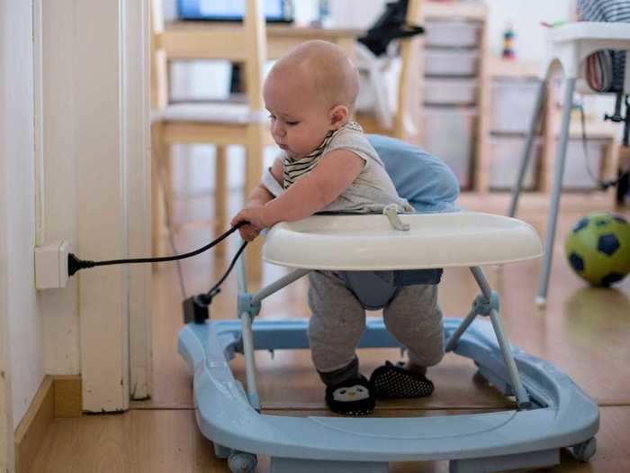 Baby walkers: One pediatrician urged families to ditch potential electrocution hazard.