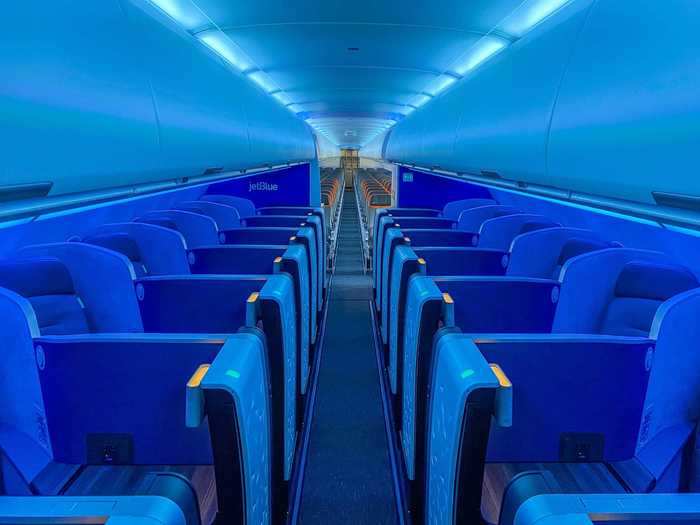 Mood lighting is a key feature of the aircraft, especially on long-haul flights.