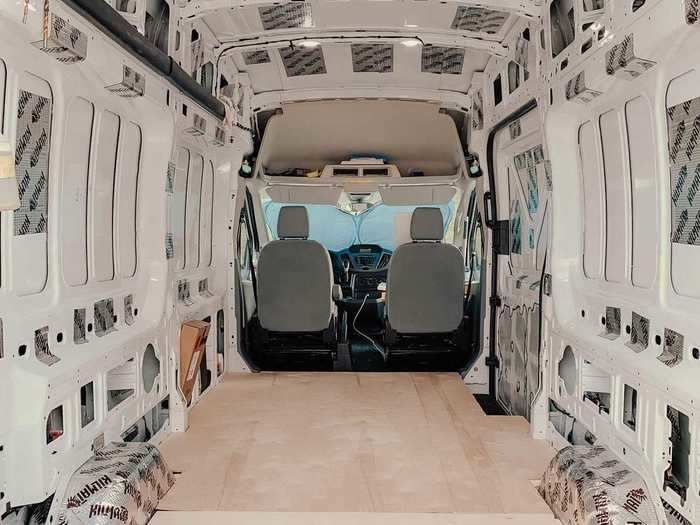 Mika and Ryen bought the used Ford transit van in March 2020 for $24,000 and spent an additional $15,000 transforming the interior to make it livable.