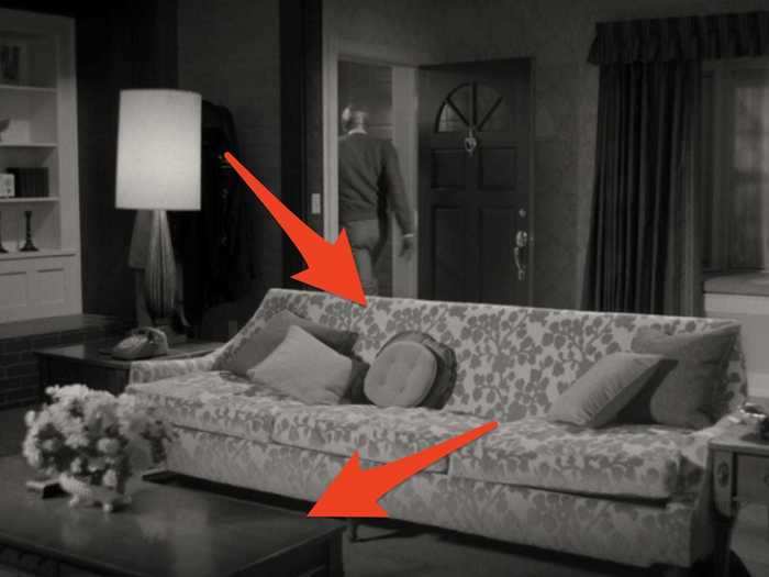 The second episode incorporated 1960s trends like patterned couches and low furniture.