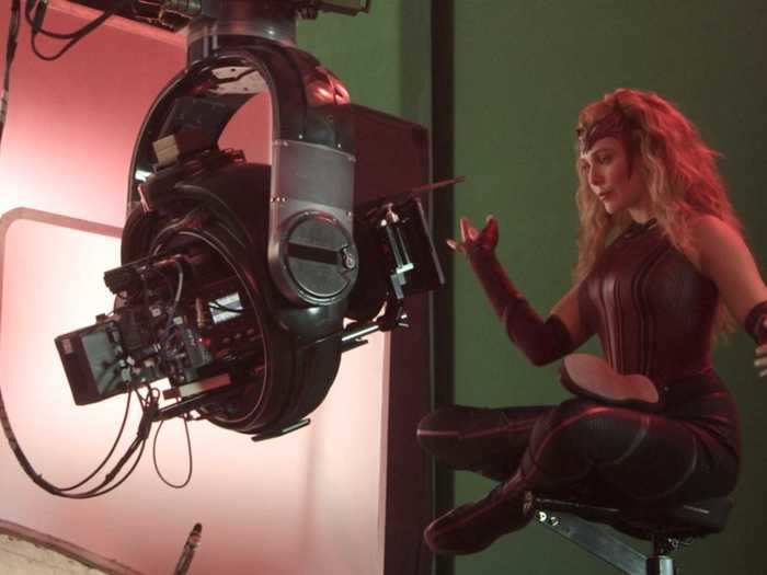 Olsen was sitting in a chair, rather than magically floating, while filming the scene.