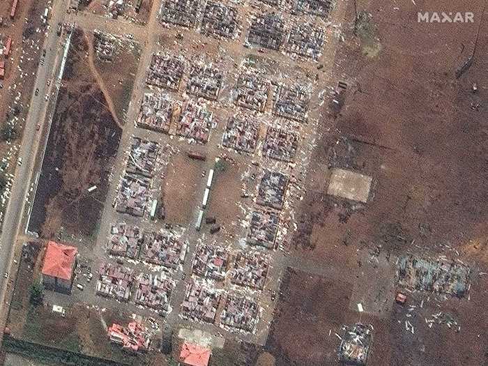 AFTER: Military barracks and buildings after the blast in 2021.