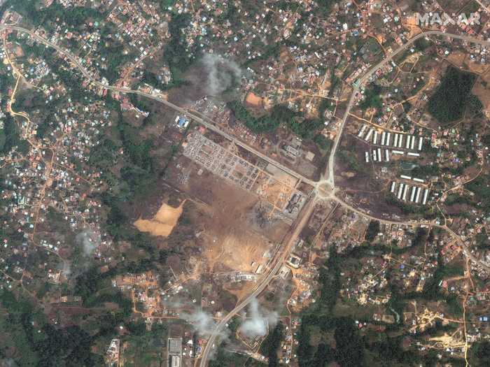 AFTER: The impact of the March 9 explosions at the military complex is clearly visible.