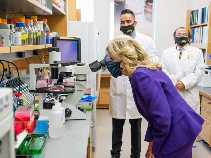 The first lady got into science at the McGlothlin Medical Education Center.