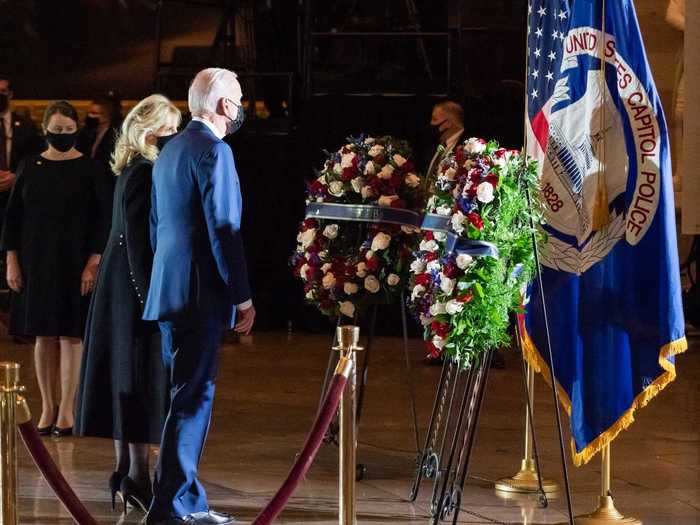 In early February, the Bidens paid their respects to Capitol Police Officer Brian Sicknick, who died after the rioters stormed the building.