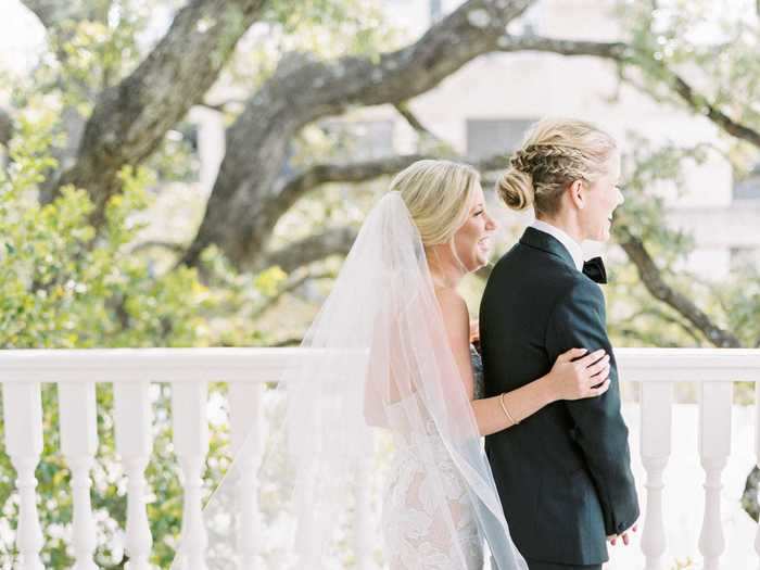 Alex loved the way the back of her gown looked.