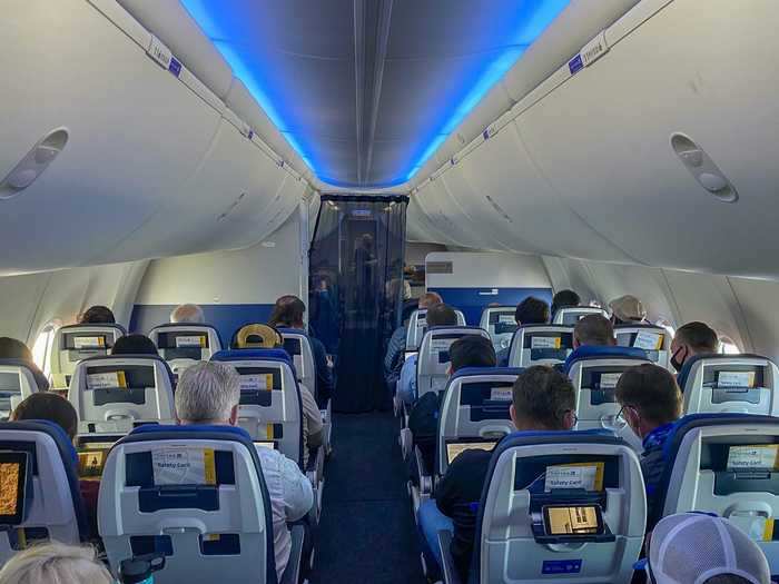 United currently flies the slightly larger Boeing 737 Max 9 aircraft but the difference in size is negligible on the inside. The main difference is a few more rows of seats and a mid-cabin lavatory.