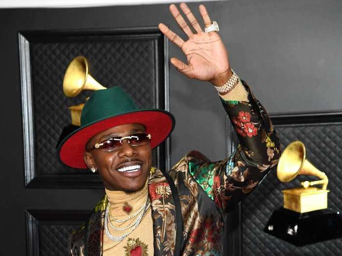 DaBaby wore a colorful Dolce & Gabbana suit.