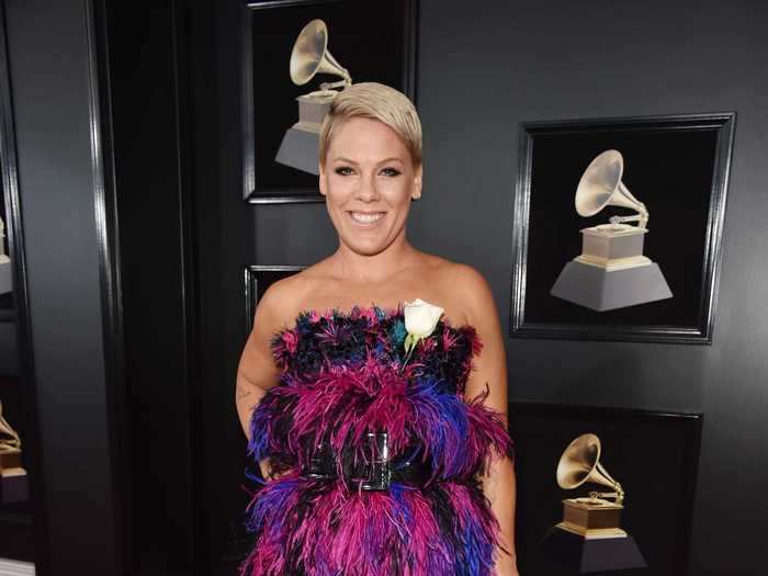 Pink also showed up in a head-turning gown last year.