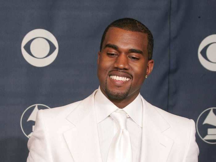 February 2005: Kanye West went fresh in a white blazer, tie, and dress shirt the night he received his awards.