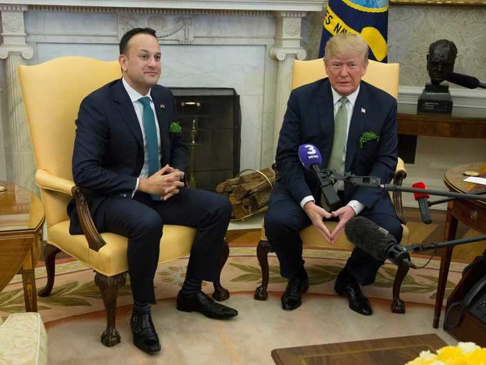 President Donald Trump and Prime Minister Leo Varadkar wore shamrock lapels on St. Patrick