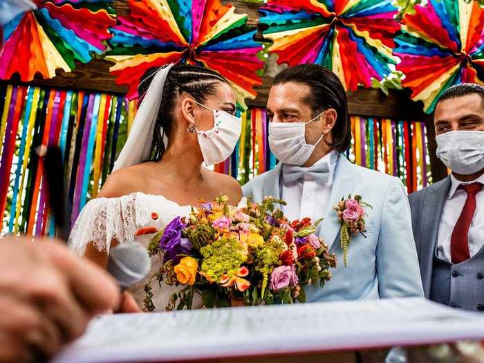 And even with their faces covered, you could still see the joy of those getting married.