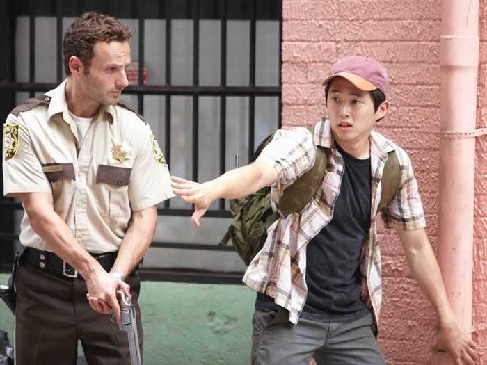 Steven Yeun had a minor appearance on "The Big Bang Theory" before he landed the role as pizza delivery boy Glenn in the zombie apocalypse.