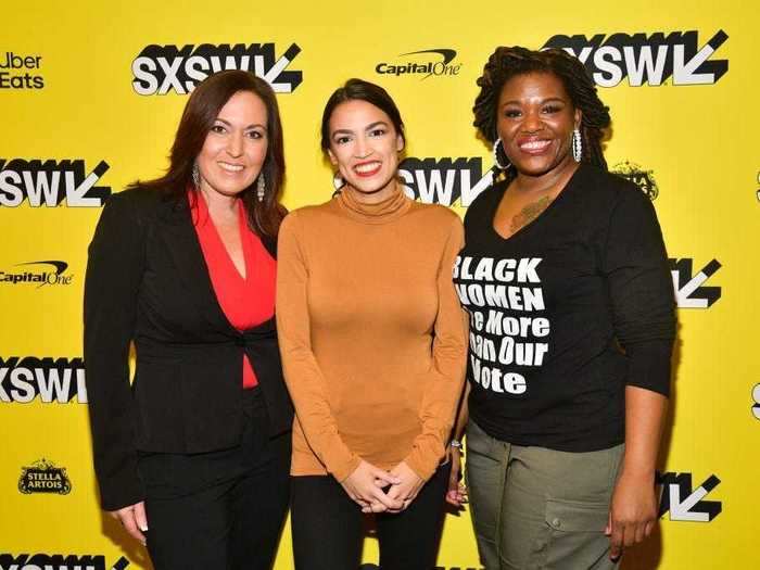 March 2019: Ocasio-Cortez and future Squad addition Cori Bush attended a screening of the Netflix documentary "Knock Down The House" about women running for Congress in 2018.