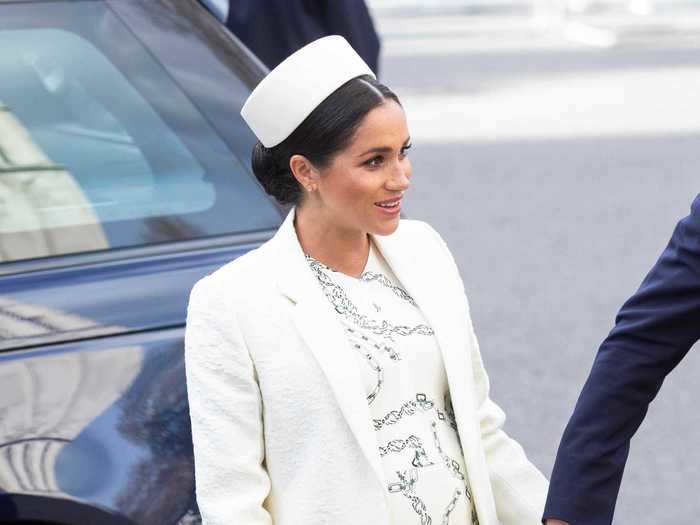 She wore another retro-inspired look by Victoria Beckham while attending the Commonwealth Day Service at Westminster Abbey.