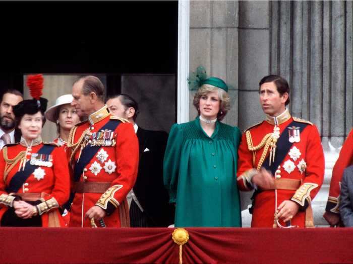 For Trooping the Colour in 1982, Princess Diana wore an emerald green dress.