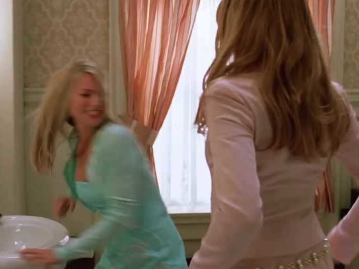 The actresses in the bathroom fight scene did some of their own stunts.