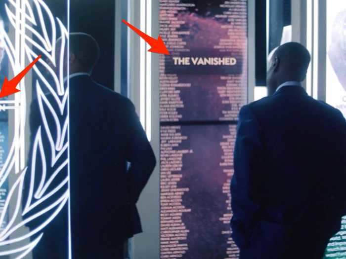 Additional screens that Rhodey and Sam walked by as part of the exhibit referenced landmark past events in the MCU.