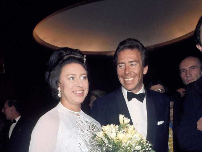 While attending the Royal Ballet at the Met in New York City in 1974, Princess Margaret wore a beaded, white gown and sheer cape.