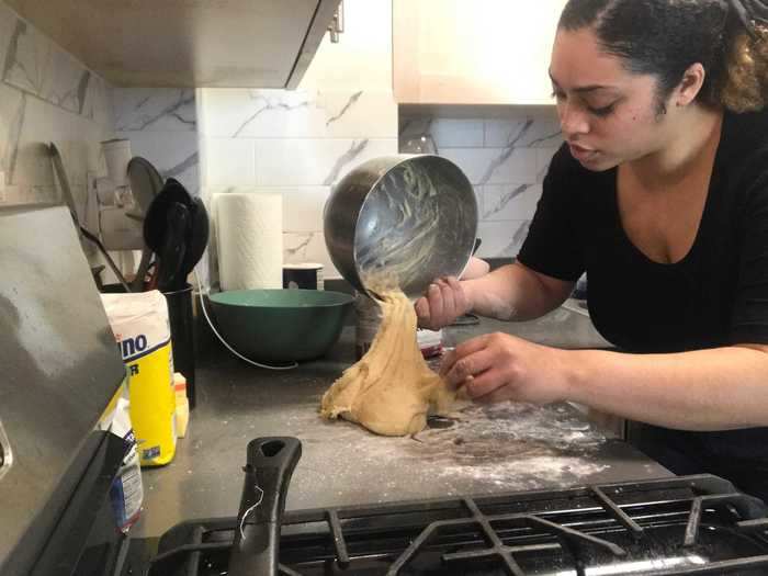 Everything was integrated in a stand mixer with a dough hook attachment.