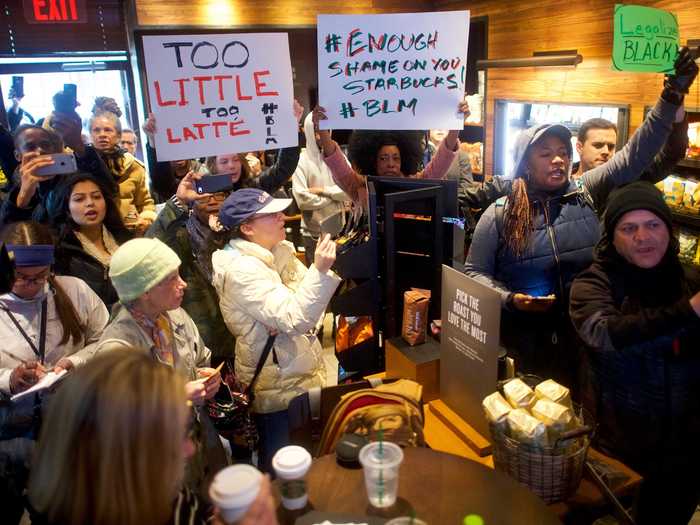 Starbucks faced backlash after two black men were arrested at a Philadelphia Starbucks in 2018 in a viral video, though bystanders said the men did nothing wrong.