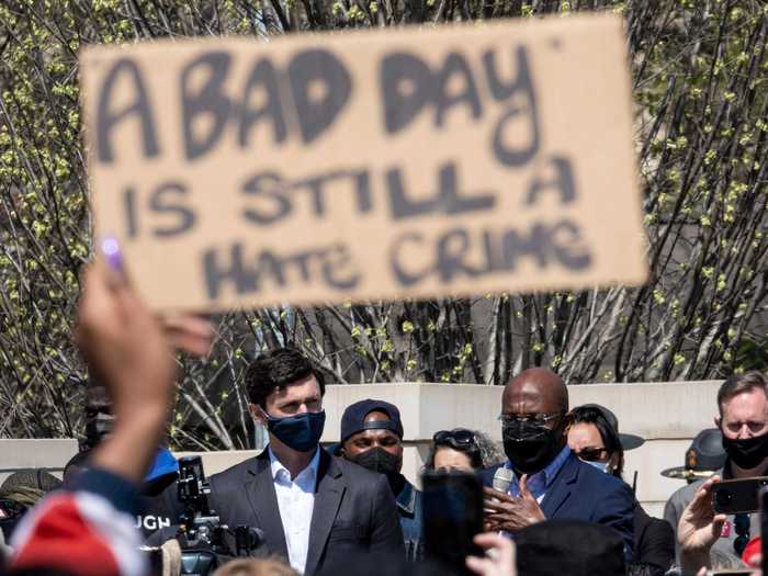 In Atlanta, Sens. Jon Ossoff and Raphael Warnock, and state Rep. Bee Nguyen attended a "Stop Asian Hate" rally.