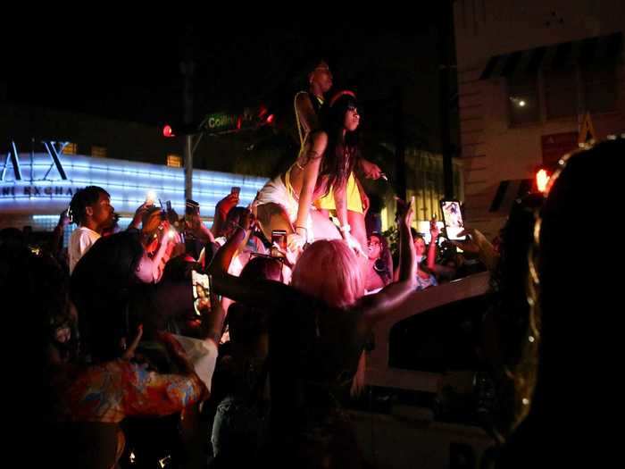 Some danced on top of police cars and other vehicles.