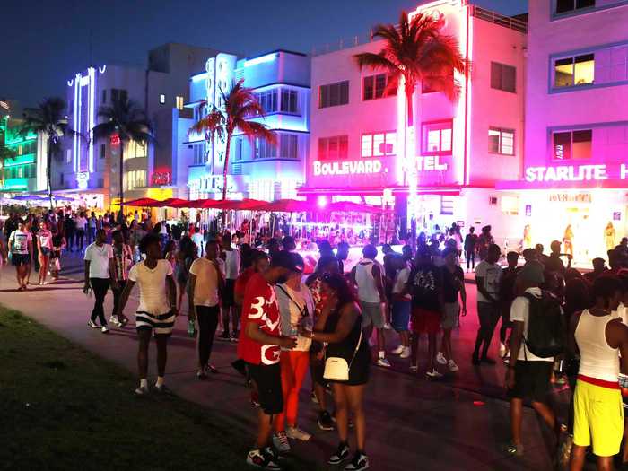 Similar scenes have cropped up in Miami Beach this year, with crowds of revelers in the streets.