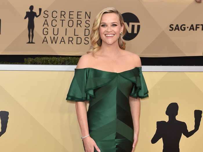 At the 2018 Screen Actor Guild Awards, Witherspoon chose an off-the-shoulder look.