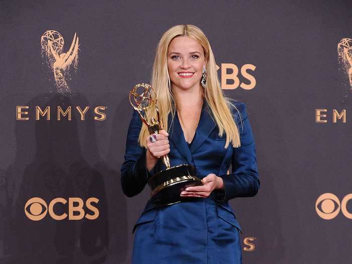 In 2017, Witherspoon accepted her Emmy Award in a sleek and unique dress.