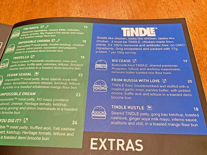 There are three Tindle burgers on the menu at Three Buns.