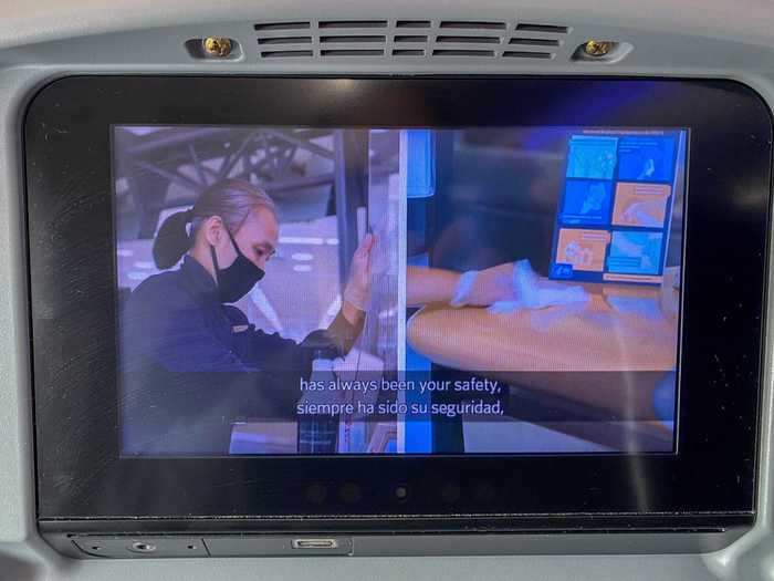 A video also played ahead of the safety demonstration showing the specific measures being taken by the airline to ensure a safe flight, which I thought was a clever use of the in-flight entertainment system.