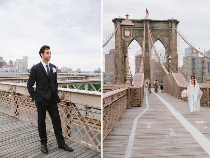 The Bachers did a first look on the Brooklyn Bridge.