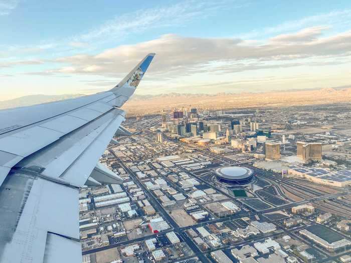 We departed to the west and those on the right side of the plane got a great view of the Las Vegas Strip.