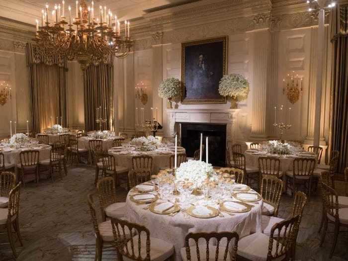 The White House can accommodate 140 dinner guests and serve hors d