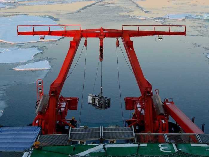 The Polarstern crew deployed a camera instrument called the Ocean Floor Observation and Bathymetry System, or OFOBS.