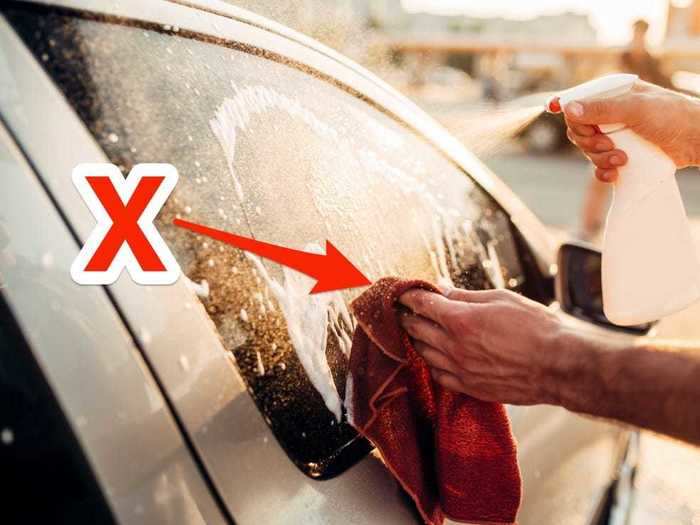 Using household towels and dish soap to wash your car can damage the wax and paint.